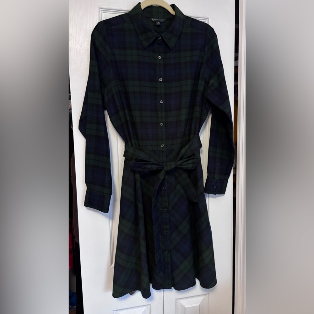 Brooks Brothers Black Watch Plaid Brushed Flannel Dress w/ Pockets! | Size 16